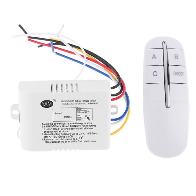 220V Wireless Digital Remote Control Lamp Light On/Off Switch Remote Control Switch W91B