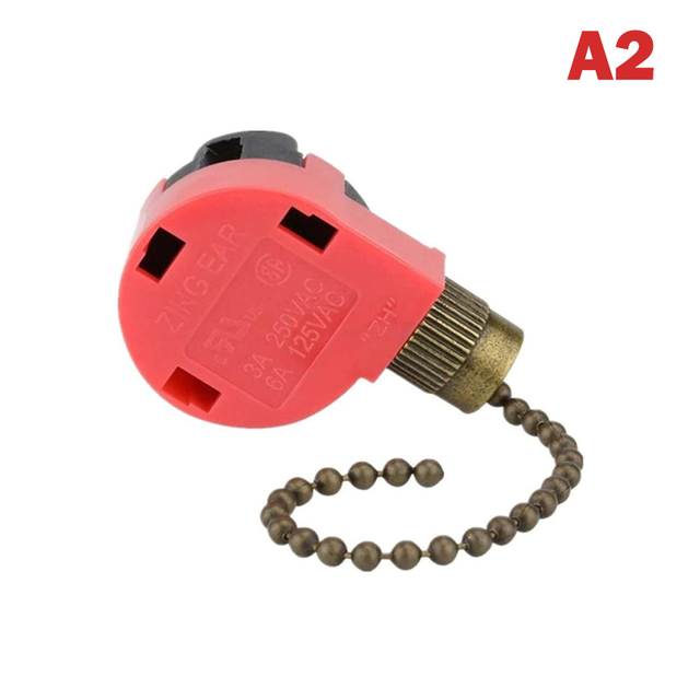 Red Ceiling Fan Switch 3 Speed ​​4 Wire ZE-268S6 Fan Pull Chain Switch Replacement Speed ​​Control Switch