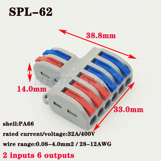 Wire Connector 30pcs SPL-42 SPL-62 Mini Quick Wire Connectors, Universal Compact Wiring Connector, Push-in Terminal Block Connector