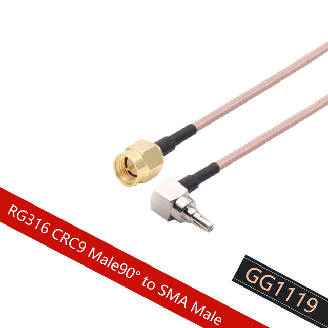 10pcs RP-SMA Female Jack Nut to CRC9 Male Right Angle Connector 3G Modem Extension RG316 Coax Cable Adapter 15cm/30cm/50cm/100cm