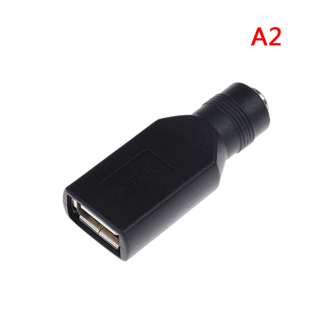 1pc Female Jack to USB 2.0 Male Plug/Female Jack 5V DC Power Plugs Connector Portable Adapter Black Color 5.5*2.1mm