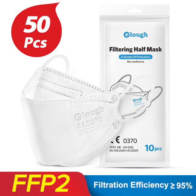 Elough FFP2 CE 0370 Mascarillas FPP2 Homologadas يوروبا KN95 قناع الأسماك شكل Mascarilla FP2 FFP 2 Masken الكبار FFP2mask 4 طبقات