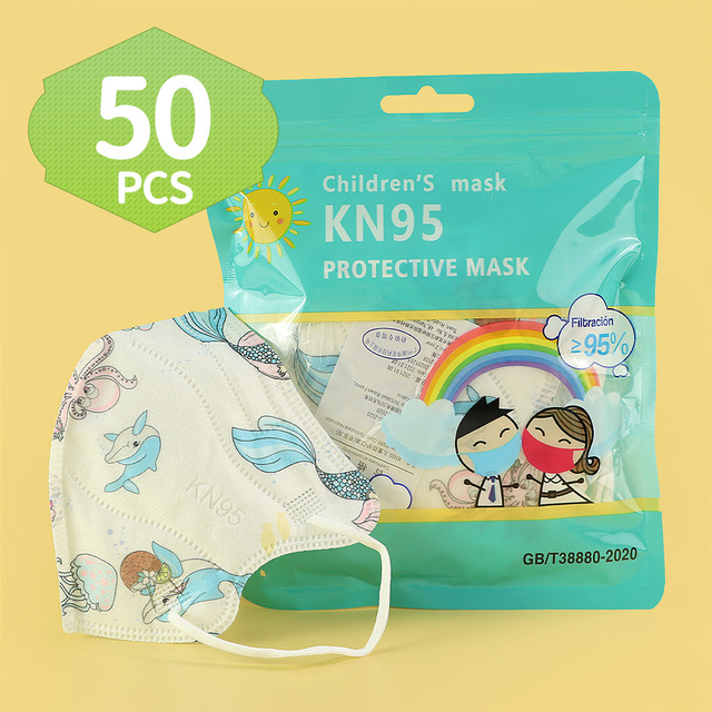 FFP2 KN95 Unicorn Mask For Kids Thicker Mask 5 Layers KN95 Mask Children Anti-Fog Mouth Mask Student Respirator Mask