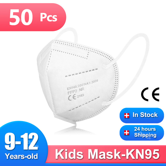 9-12 Years mascarillas fpp2 niños children FFP2 Mask Reusable Ce Approved KN95 Masks 5 Layers FFP 2 Security Protection Mask