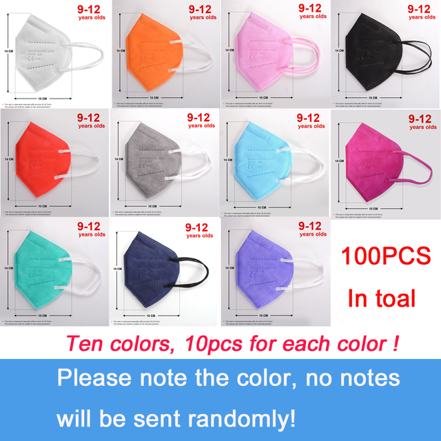 10-100pcs FFP2 Reusable Children Mask Kids Face Mask Mascarilla fpp2 homology ada infantil KN95 respirator ffp2 mascarillas niños