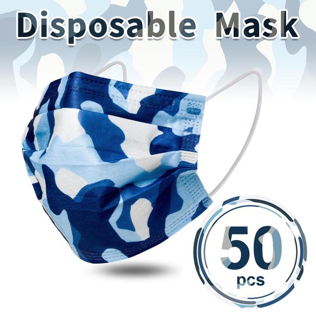 Camouflage disposable face mask 3 ply filter earbuds 100pcs protective face cover masque surgical mascarillas desechables