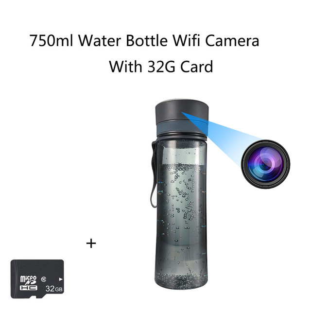 750ml Portable Water Bottle Pinhole Camera Mini Desk Water Cup Video Surveillance Camera & Audio Recorder Wifi Remote Monitor