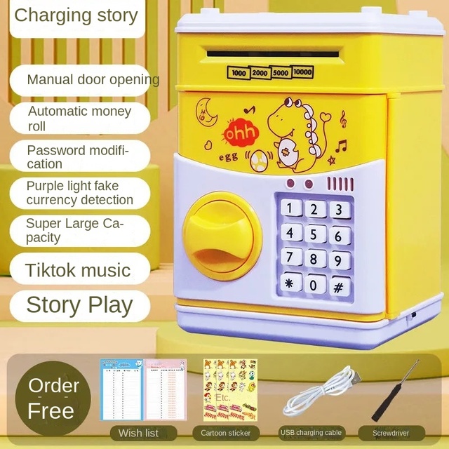 Net red Vibrato piggy bank children fingerprint password can be stored and pull anti-fall locks