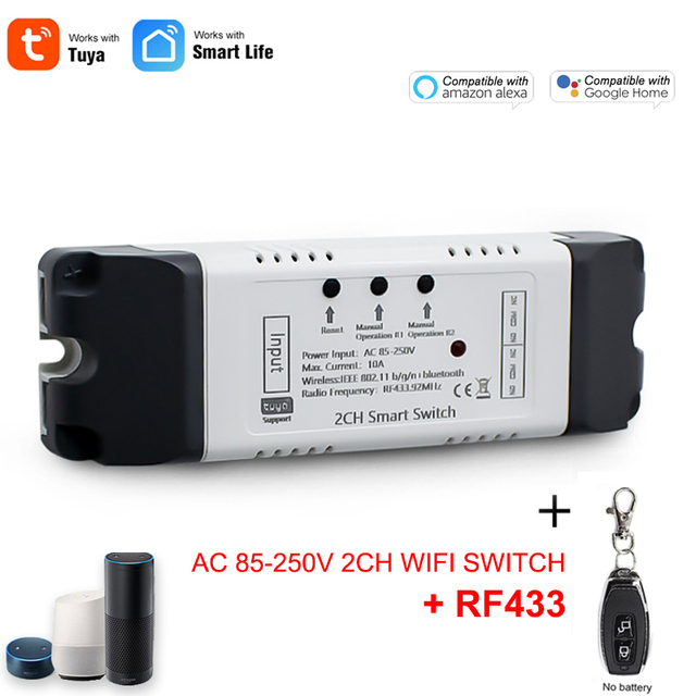 2CH Tuya Wifi Switch Relay Module Garage Door Opener 12V 24V 220V Smart Life DIY Smart Home Work with Alexa Google Home