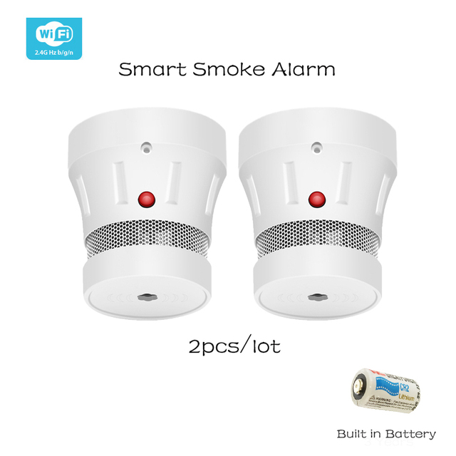 Tuya Smart Smoke Detector Operate Alone Built-in 75dB Siren Sound Standalone Warning Alarm Fire Protection Sensor Zigbee Or WiFi