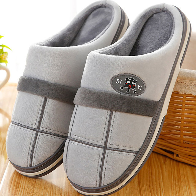 Winter Shoes Men Slippers 2022 New Comfortable Non-slip Indoor Shoes Plus Velvet Home Slippers Men Shoes Plus Size