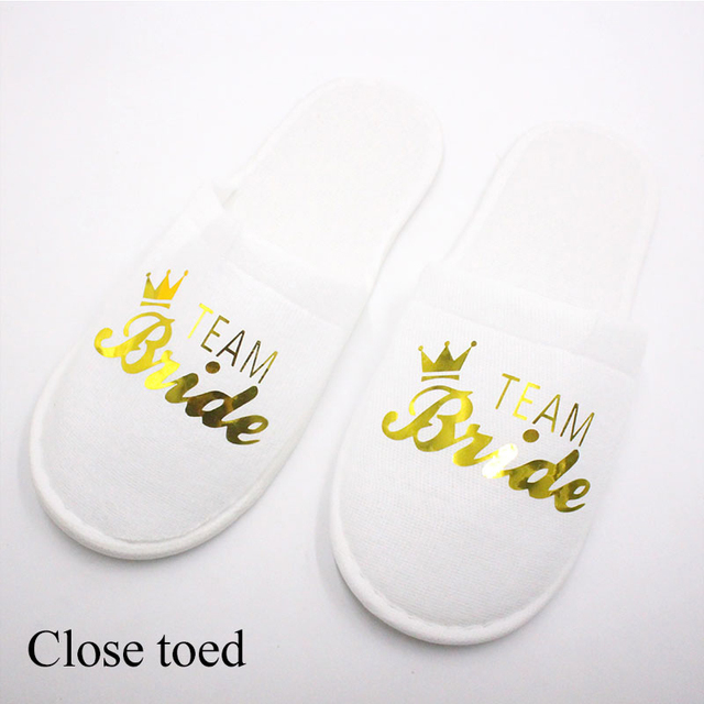 Guest Slipper Hotels Wedding Party Maid of Honor Bridesmaid Slippers Hotel Travel Spa Shoes New Gold Glitter Letter Flip Flop