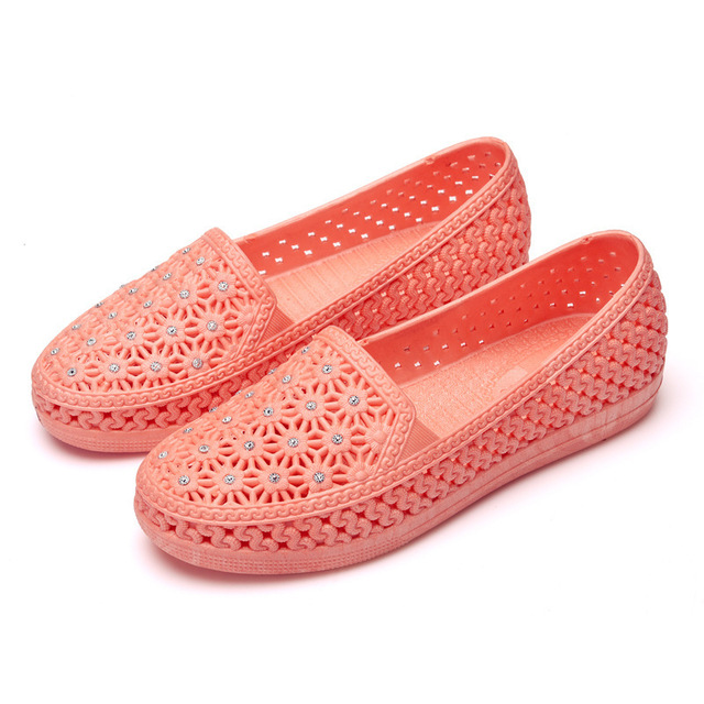 Pofulove Flats Shoes Women Hollow Out Slip On Casual Nursing Shoes Summer Loafers Female Sandals Shallow Beach Breathable Zapatos