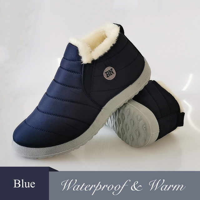 Snow Boots Women Shoes Warm Plush Fur Ankle Boots Winter Female Slip On Waterproof Flat Casual Shoes Ultralight Boots