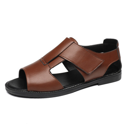 High Quality Breathable Leather Men Sandals Summer Shoes Beach Shoes Casual Style Black Brown Plus Size