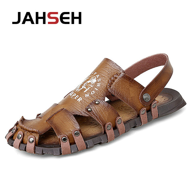 Summer Men Casual Sandals Outdoor Brand Slippers Genuine Leather Beach Shoes for Men Designer Mens Roman Sandals Zapatos Hombre