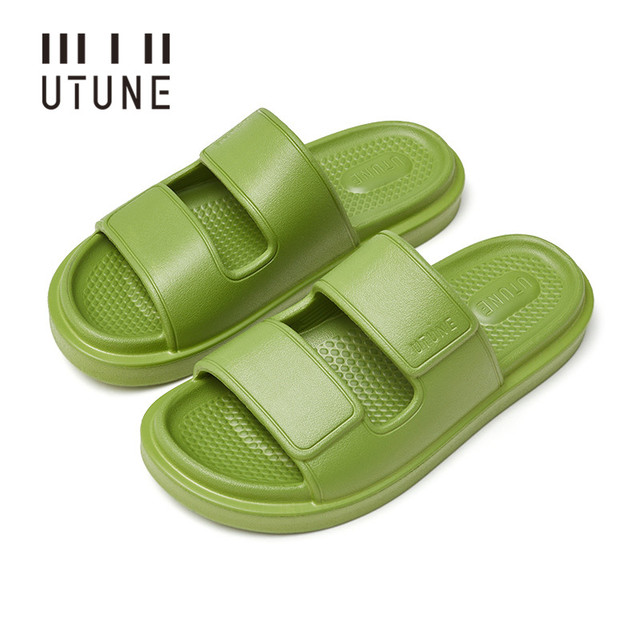 UTUNE Cream Slides Slippers for Women Indoor Shoes Bathroom Warm Summer EVA Home Sandals Men Memory Foam Outside Slippers