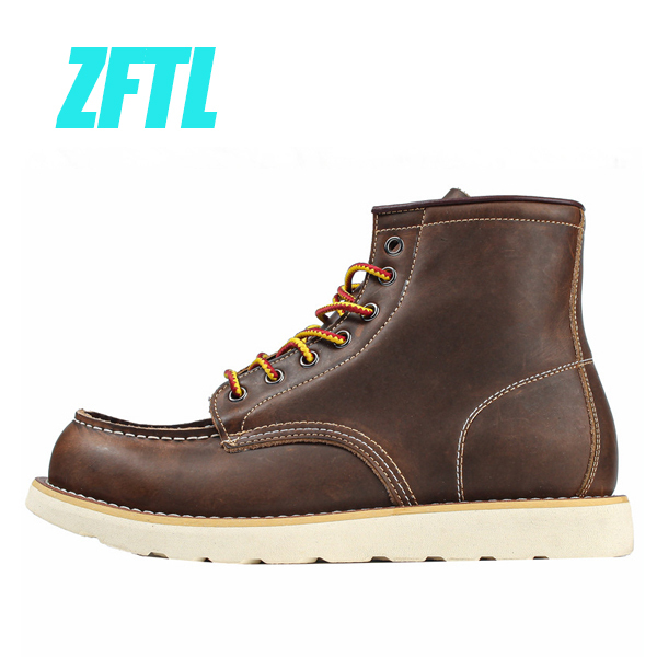 ZFTL Men's Martins Boots American Retro Tooling Casual Shoes Crazy Horse Leather Men Boots Man Vintage Lace Up Ankle Boots