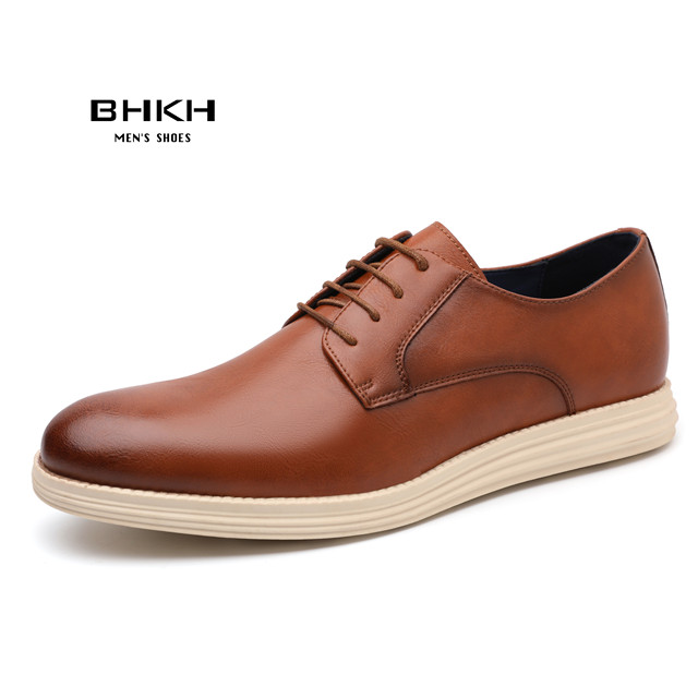 BHKH 2022 leather men casual shoes smart business office work lace-up light dress men shoes