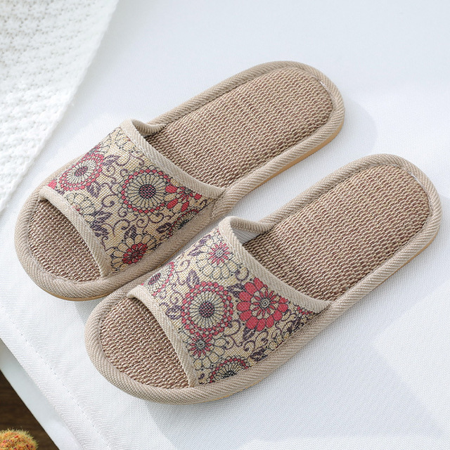 Women Home Slippers Indoor Floor Soft Couple Linen Slippers Bedroom Shoes Ladies Summer New Flex Flip Flops Zapatillas chaus contact