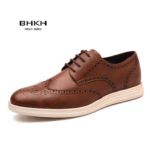 BHKH 2022 Autumn Genuine Leather Men Dress Shoes Fashion Lace-up Man Casual Shoes Work Smart Work Office Shoes light weig