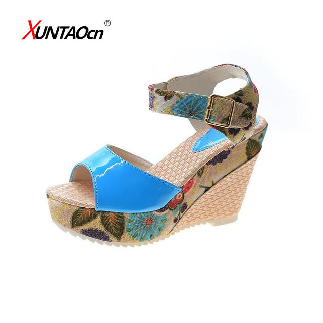 Women Sandals Summer Platform Wedges Casual Shoes Floral Ladies Super High Heels Open Toe Women Slippers Sandalias Zapatos Mujer