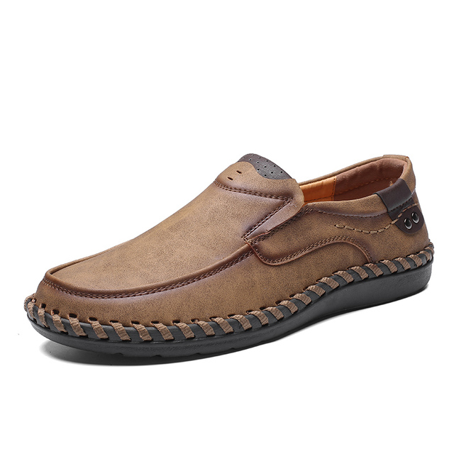 BTMOTTZ - Men's Genuine Leather Moccasin Shoes, Fashionable Driving Shoes, Breathable, No Laces, Size 38-48