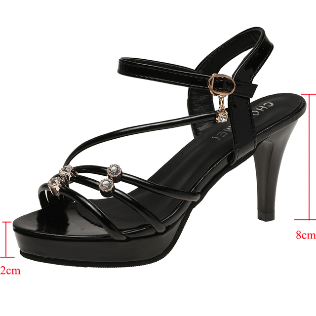 Lucyever Crystal Thin High Heels Sandals Women 2022 Summer Ankle Strap Platform Sandal Woman Gold Silver Ladies Party Shoes