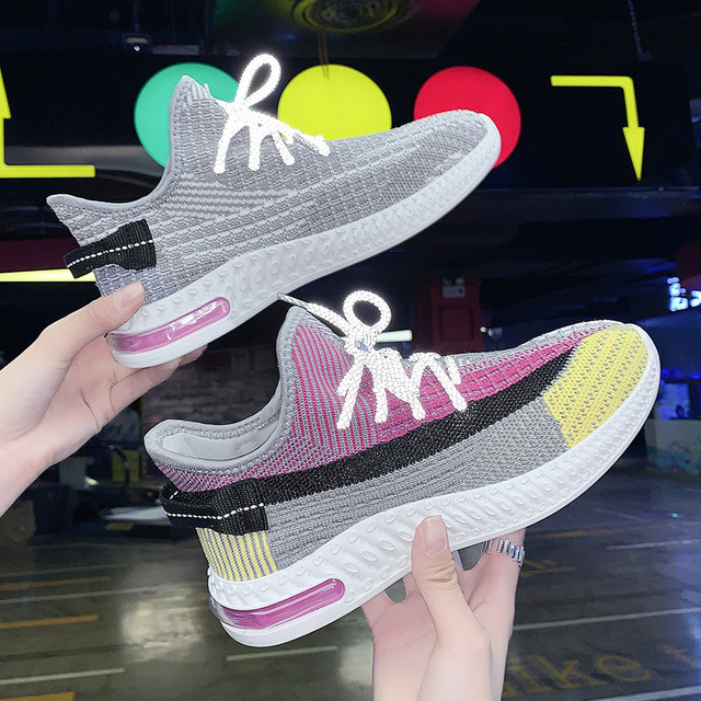 Women's casual shoes new coconut women's shoes fashion popular sneakers weave breathable lightweight non-slip thick sole mesh shoes