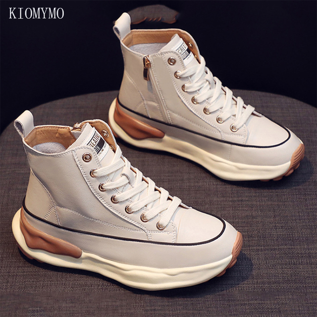 White shoes women's shoes 2021 Korean version of the autumn new thick-soled casual increase flat-soled women's shoes trend