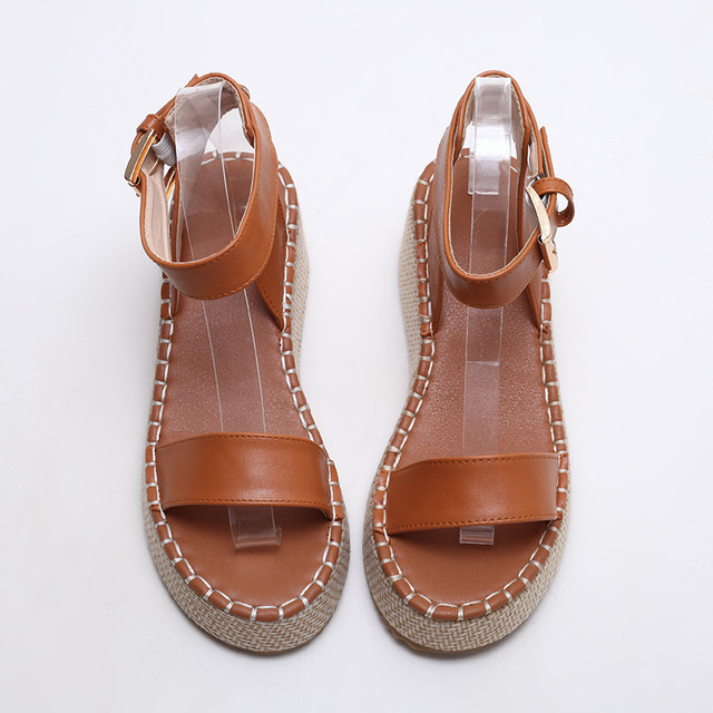 2022 summer new fish mouth European and American style wedge heel cake thick bottom brown fashion sandals women's shoes