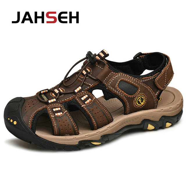 Classic Men's Sandals Summer Soft Sandals Comfortable Men Shoes Genuine Leather Sandals Big Size Soft Outdoor Men Roman Sandals