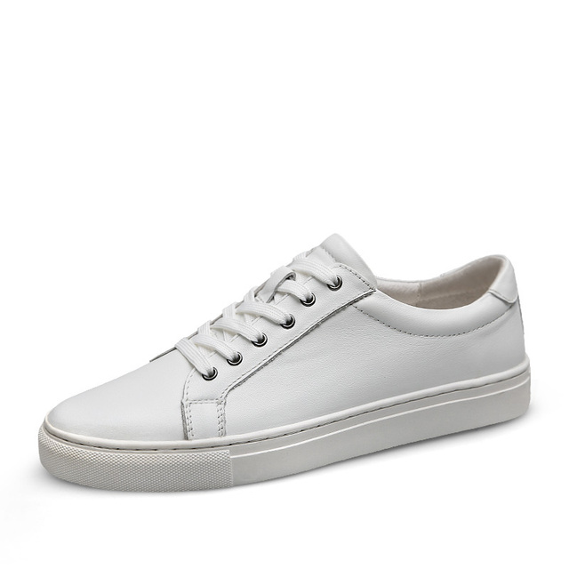 Men's Genuine Leather Sneakers Casual White Soft Simple Breathable High Quality Shoes