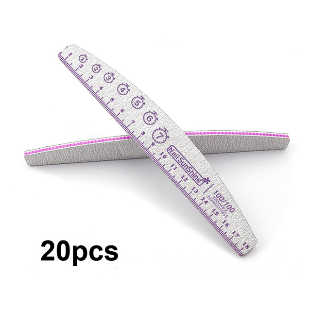 20/30/50/75/84pcs Gray Professional Nail Files 80 100 150 180 240 320 Nail Art Tools Clock Marker Mark Pattern