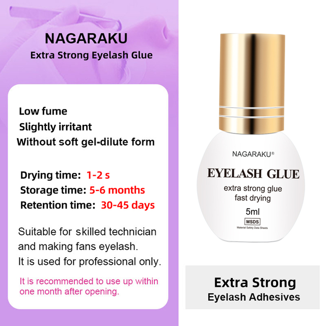 NAGARAKU Low Smell 5ml Glue No Simulation Eyelash Extension Glue Soft Eyelash Glue Fast Drying Eyelash Extensions Glue