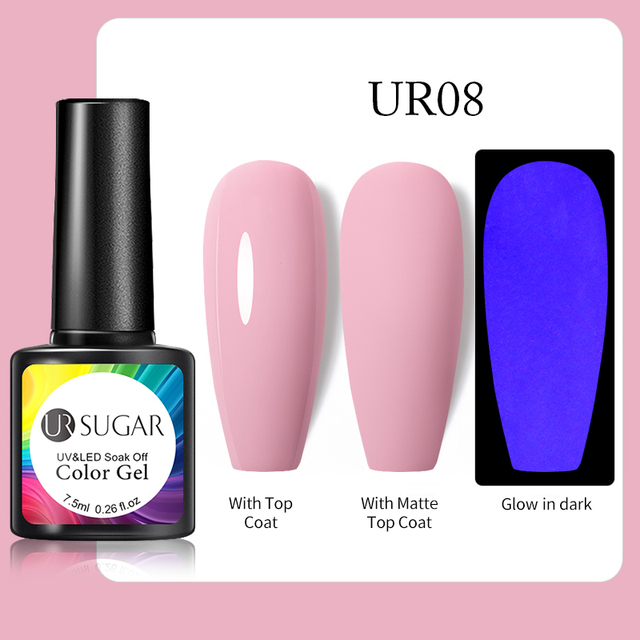 ur sugar 7.5ml luminous gel nail polish glow in the dark color semi permanent soak off uv varnish gel fluorescent nails art