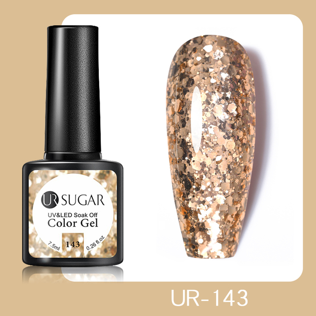 UR SUGAR 7.5ml Glitter UV Gel Polish Bling Sequins Rose Gold Silver Soak Off Manicure Nail UV Gel Polish Lacquer Base