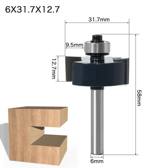 Rabbit Router Bit with 6 Bearings Set-1/4" Shank 6mm Shank Woodworking Cutter Tenon Cutter for Woodworking Tools