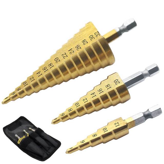 3pcs HSS Titanium Drill Bit 4-12 4-20 4-32 Drill Metal Power Tools High Speed ​​Steel Wood Hole Cutter Cone Drill