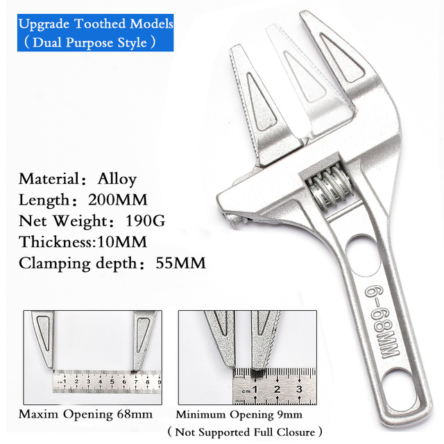 Adjustable Wrench Universal Monkey Wrench Multifunctional Plumbing Hand Tools Nut Sink Wrench Bathroom Pipe Large Open Spanner