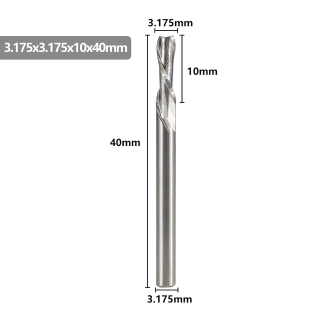 XCAN Left Hand Down Cutter 3.175/4/5/6mm Shank Spiral End Mill 2 Flute Carbide Milling Cutter for CNC Aluminum Cutting Milling B