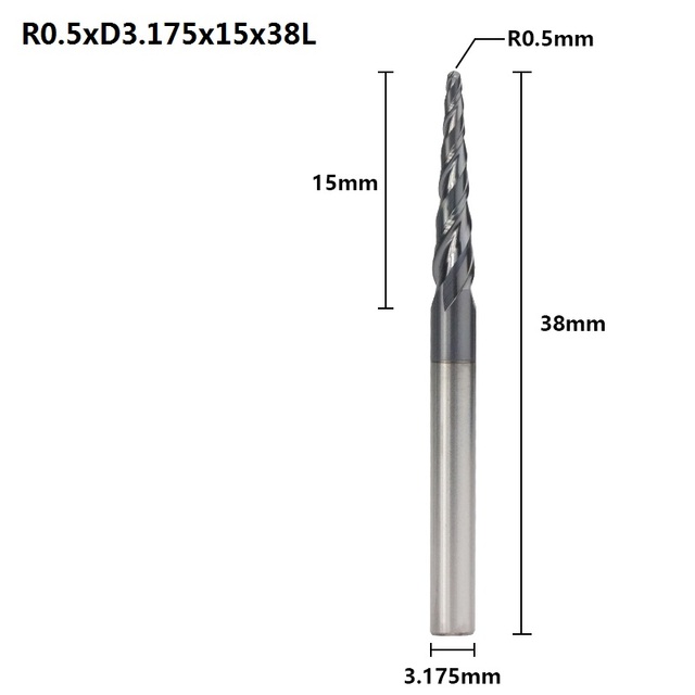 XCAN مستدق الكرة نهاية الأنف مطحنة 1 قطعة R0.25/R0.5/R0.75/R1.0 3.175 مللي متر عرقوب كربيد الخشب النقش بت CNC راوتر بت الطحن القاطع