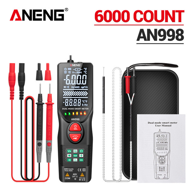 ANENG AN998 Automatic Digital 6000 Counts Professional Multimeter Electric Auto Ranging AC/DC Voltmeter Temperature Ohm Hz Detector Tool