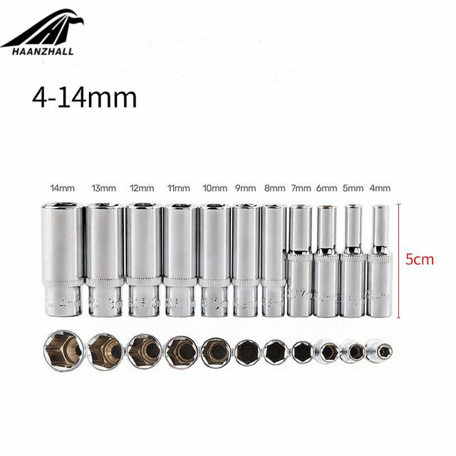 6-Point CRV Hand Tools, 1/4" Socket Set, Hex Repair Tools, 11 Pieces