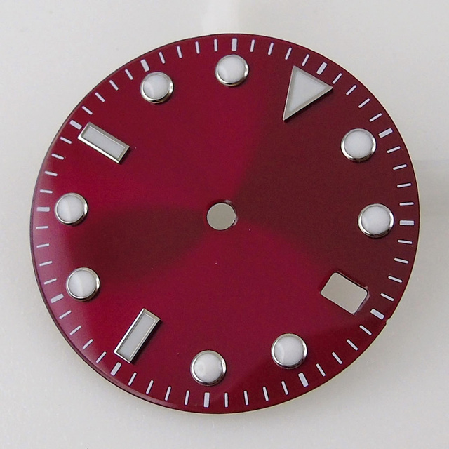 28.5mm watch dial orange red sterile watch dial fit for NH35A movement automatic watch dial luminous hands