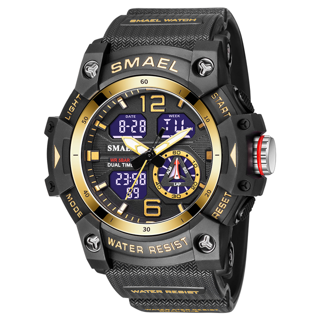 SMAEL 2022 New Men's Watches Dual Time Military Watches 50M Waterproof Men 8007 Shock Resistant Sport Watches Wtach Gifts