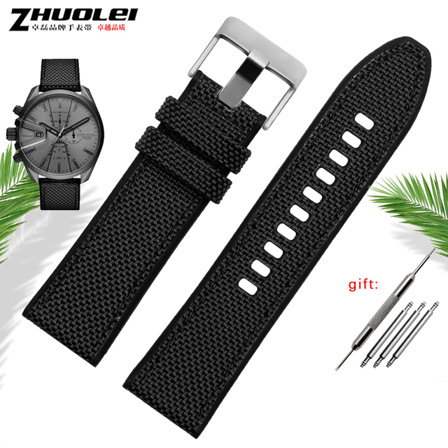 For Diesel Dz4500 Dz4506 DZ7420 DZ4318 Canvas Silicone Watch Strap Men's Officer Series 24 26 28mm Accessories Nylon Watchband