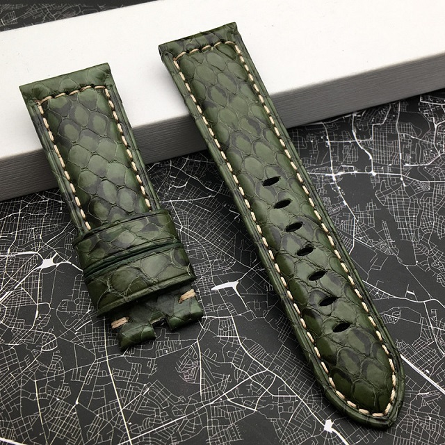 Top Quality 22mm 24mm Red White Black Green Blue Snake Real Calfskin Watchband for Panerai Strap Watch Band Pin Buckle Tool