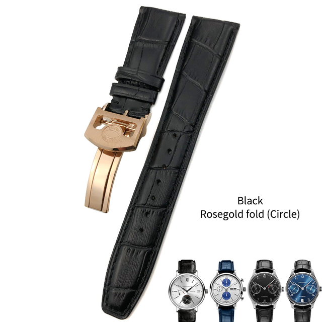 Cowhide watch strap 20mm 21mm 22mm,replacement for Portuguese IWC,Porotfino,Family piloto,folding buckle