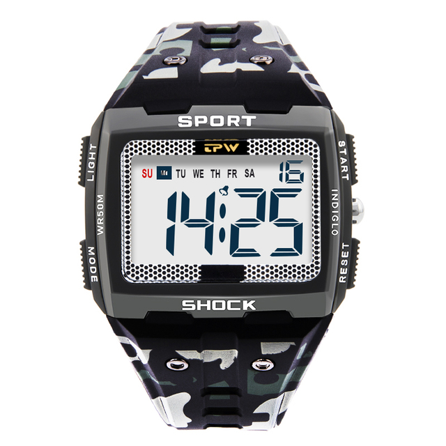 Super scratch resistant easy to read 50m outdoor sports waterproof digital watch